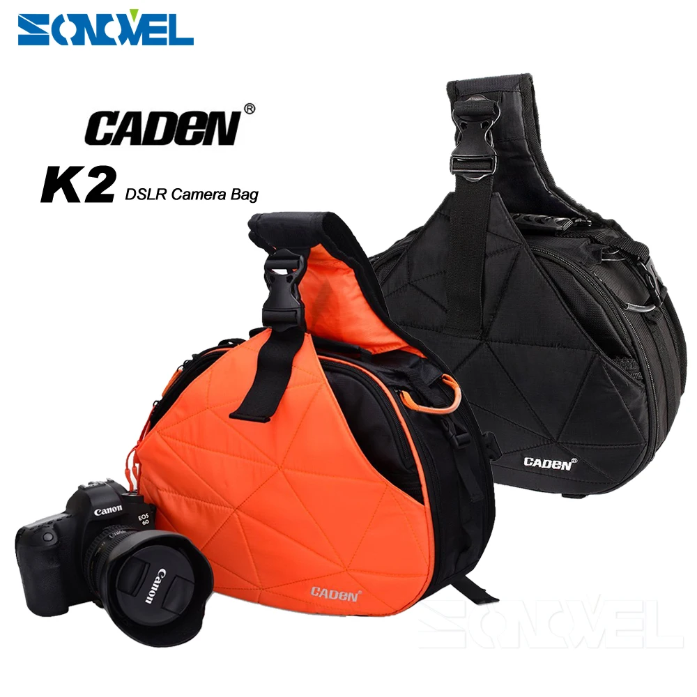 

Caden Shoulder Camera Photo Bags Backpack Orange Black Khaki Digital Camera Case Sling Canvas Soft Bag For Canon Nikon K2
