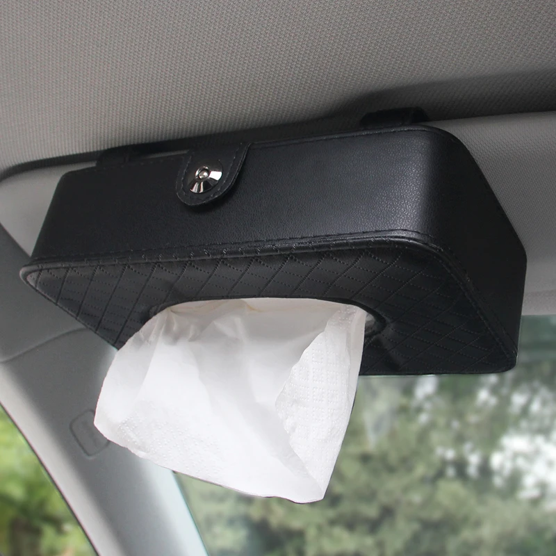 Caixa de Papel para Pendurar Retângulo de Viseira Caixa de Couro para Lenços de Carro Suporte para Papel Recipiente Toalha Guardanapo