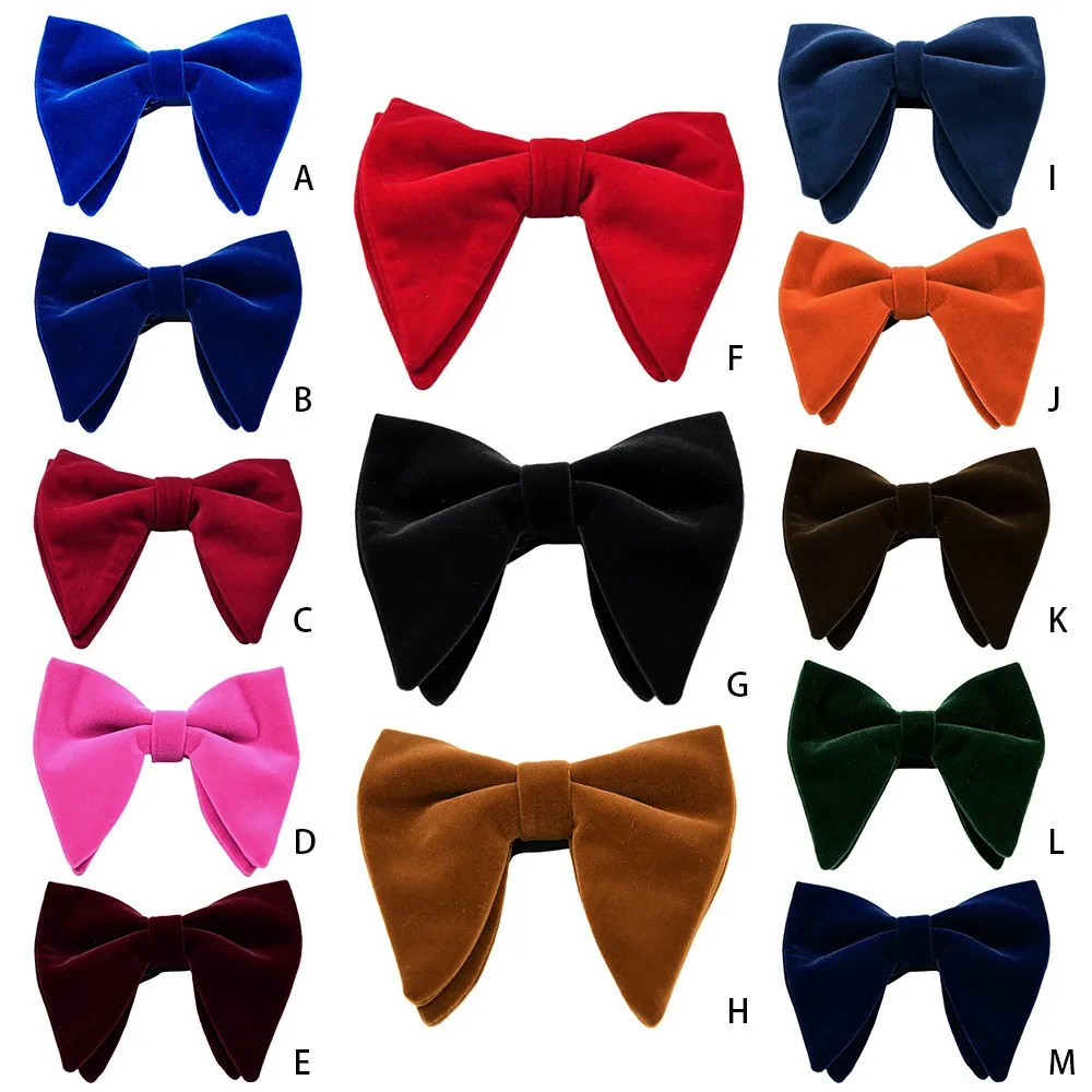 

Unisex Velvet Big Bow Tie Neck Clip-on Solid Color Fancy Dress Wedding Party Pre Tied Adjustable necktie hot sale 425