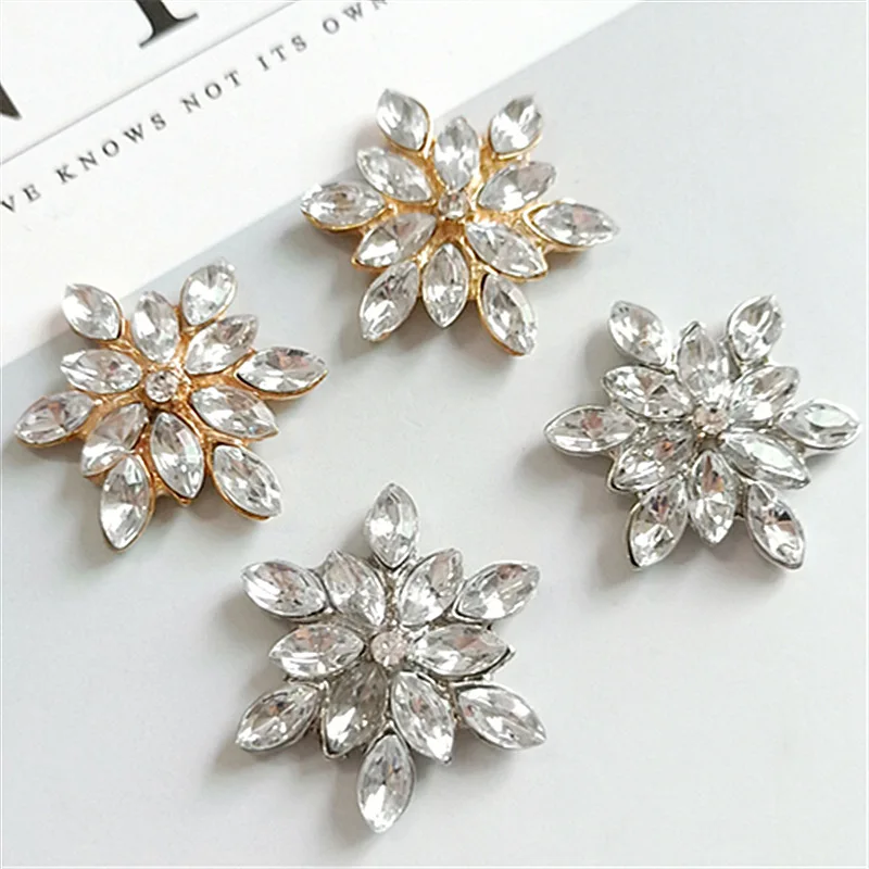 

20 PCS 25*28mm Fashion Metal Alloy KC Gold Rhodium Crystal Rhinestone Flowers Connectors Charm DIY Jewelry Accessories
