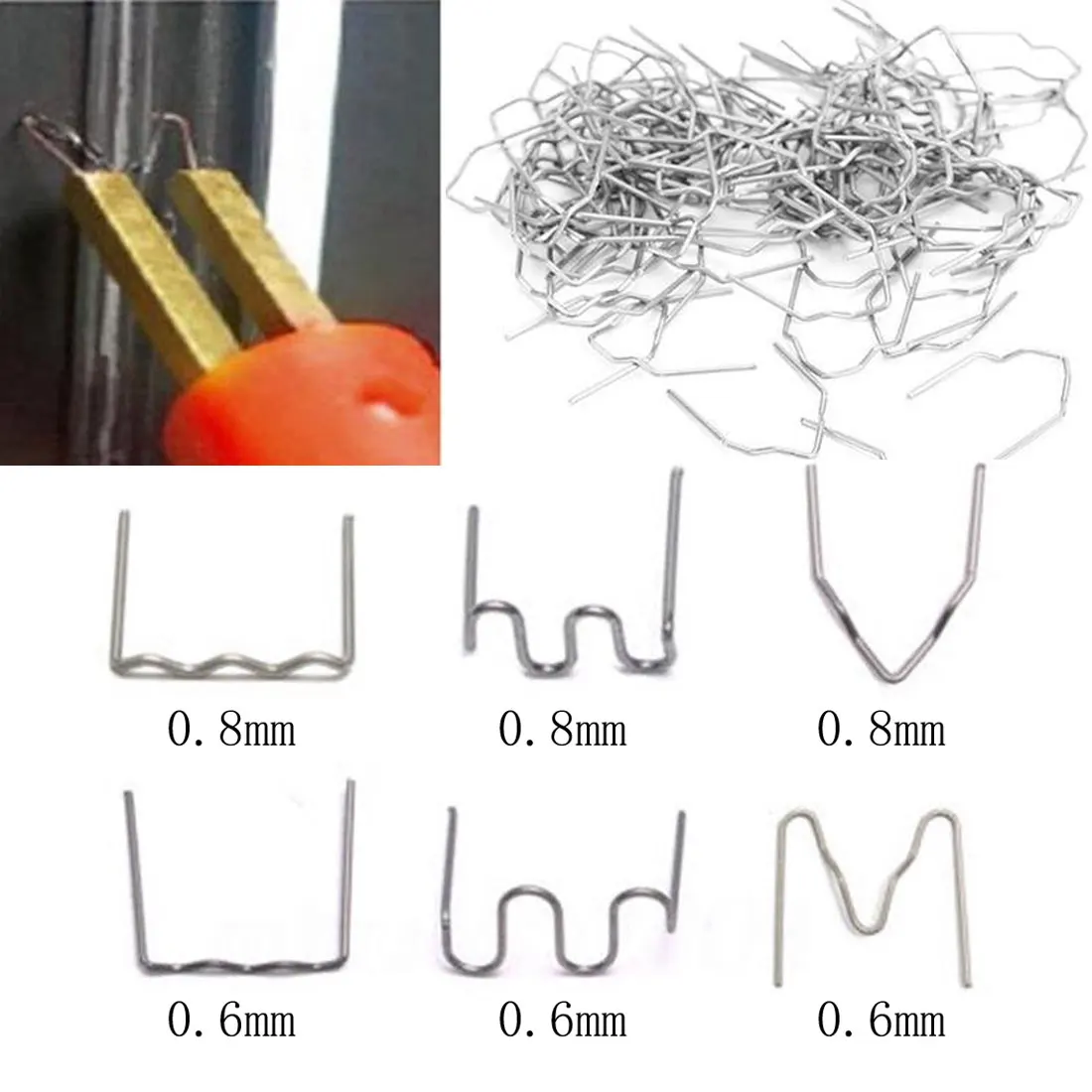 0,8 мм/0,6 мм скобы для горячего степлера 600 шт из нержавеющей стали стандартный предварительно вырезанный для пластикового степлера для ремонта автомобильного бампера Hine сварочные провода