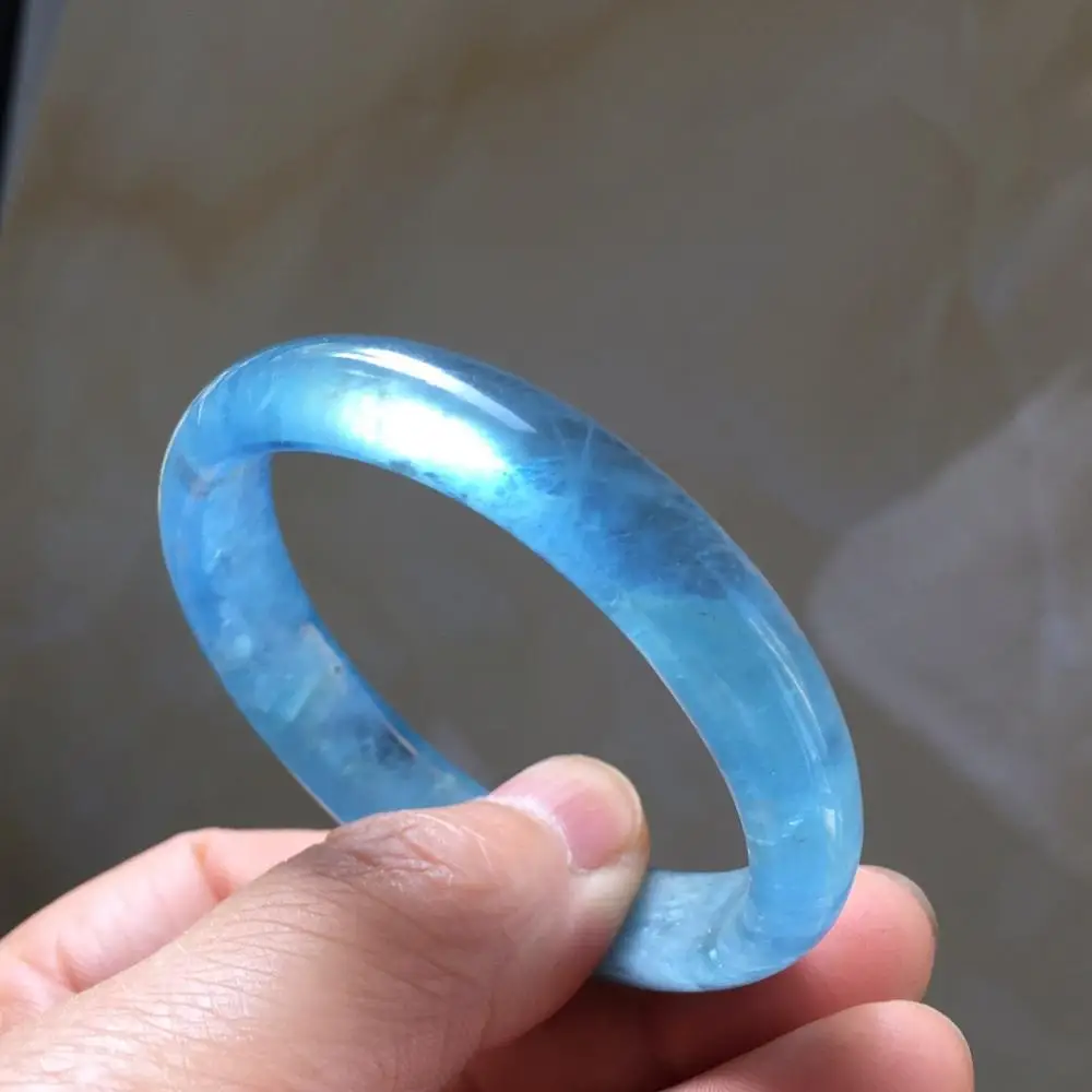 

Aquamarine Bangle Fine Jewelry Inner Perimeter 51.5mm 100% Natural Aquamarine Gemstone Female's Bangles for Women's Fine Bangles