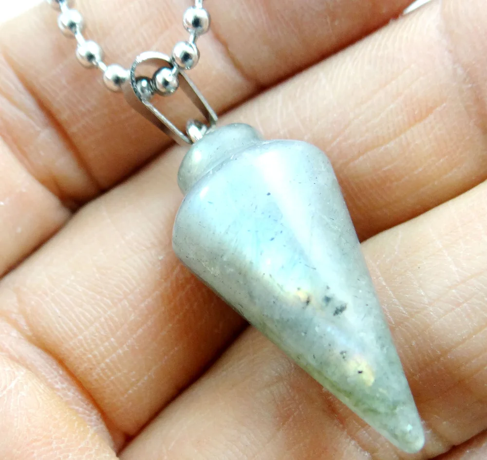 Модный натуральный камень лабрадорит эндулум круговой конус Подвески ожерелье ювелирные изделия для мужчин Wo мужчин 1 шт