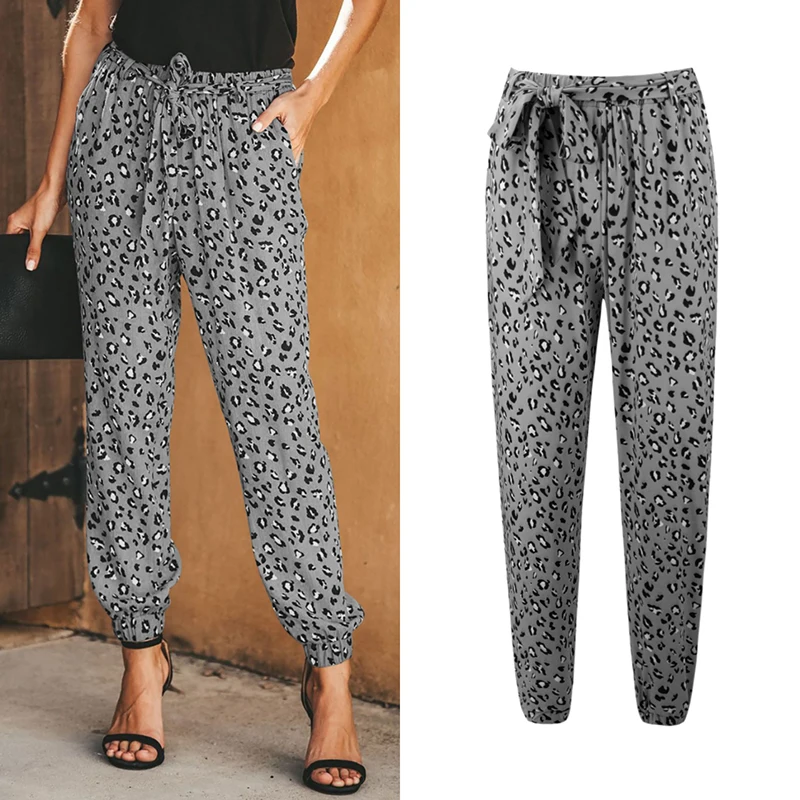 

Summer Pants Women Plus Size Loose Leopard Print Drawstring 2019 Casual Pants For Women Female Summer Long Fashion Sweatpants