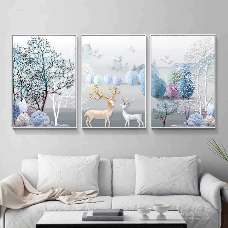 3pcs/set New Style Cross Stitch Painting Line Embroidery Great Wealth Elk European Style Embroidery Deer