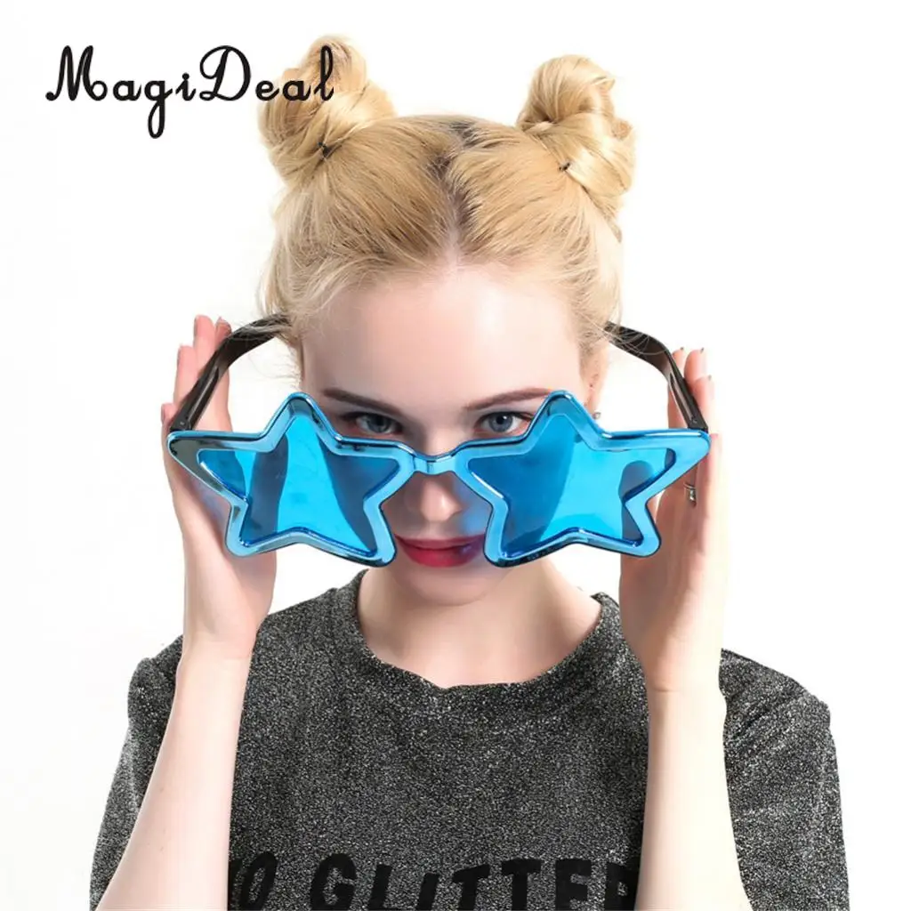 Buy Fashion Shiny Metallic Large Blue Star Glasses