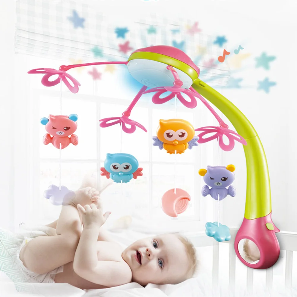 Детская кроватка музыкальная Мобильная подвесная вращающаяся милые животные игрушки со световым проектором новорожденная кровать