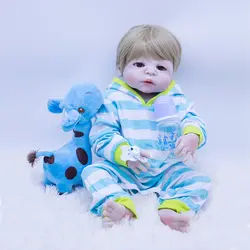 Полный силиконовый винил мальчик средства ухода за кожей Reborn Baby Doll игрушечные лошадки 22 "реалистичные куклы новорожденных детей Кукла Reborn