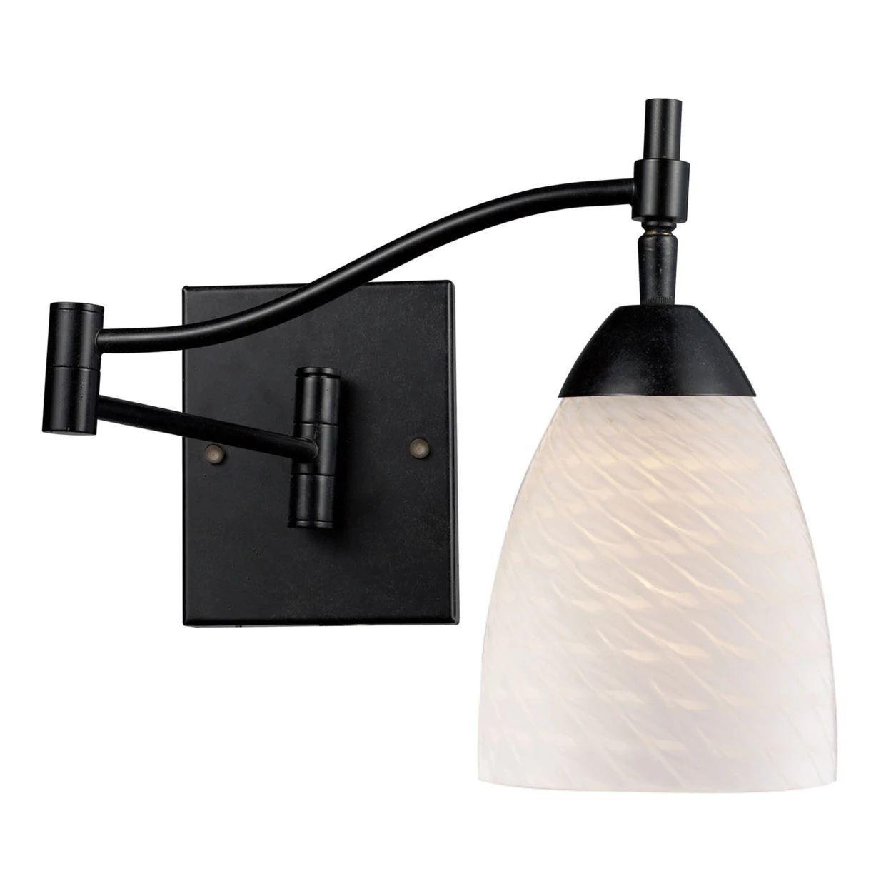 ELK Lighting Celina 1 Light LED Swingarm Sconce In Dark Rust And White Swirl Glass