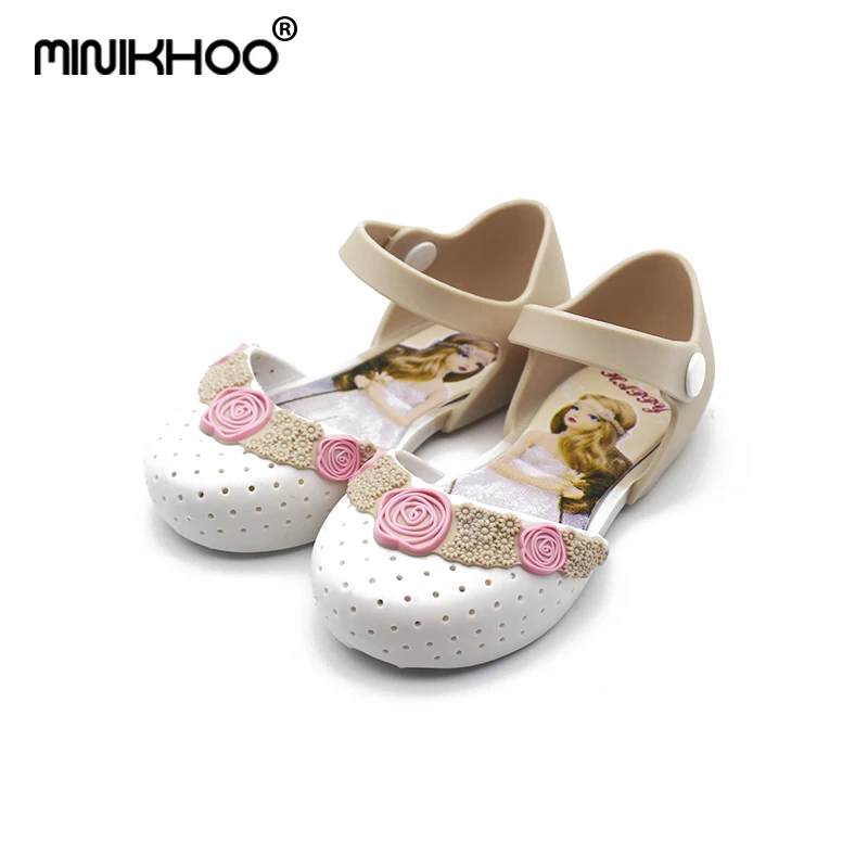 

Mini Melissa 2018 New Melissa Jelly Princess Sandals Shoes Breathable Flower Melissa Girl Princess Sandals Girls Rose Sandals