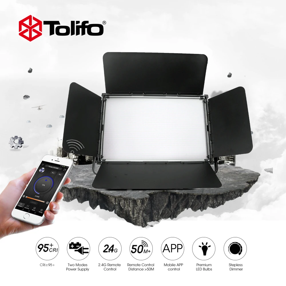 Tolifo GK2016S 120W 5600K/3200K High Quality Wireless Remote Control LED Studio Light for Outdoor Photography and News Interview |