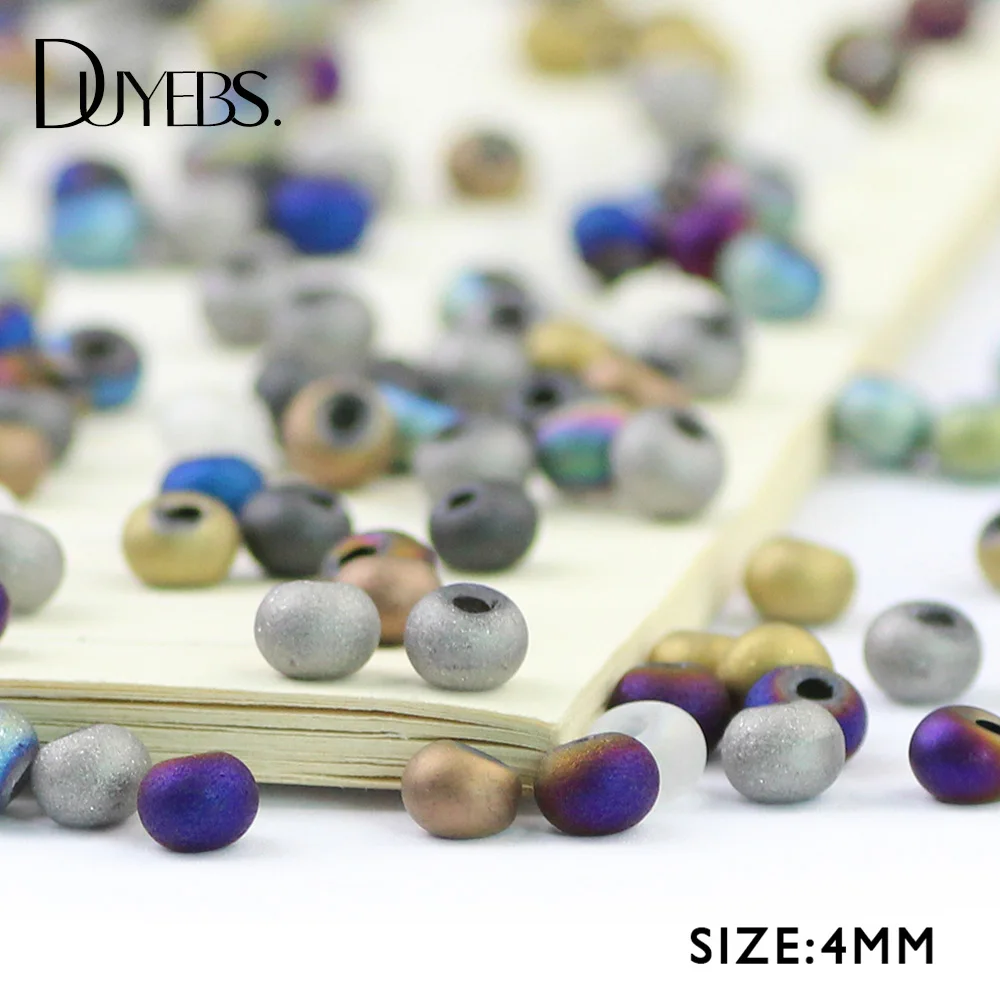 

DUYEBS Matte Round Earrings Plated Color Beads 4*6mm 100pcs Austrian Crystal Ball Glass Loose Beads Jewelry Bracelet Making DIY
