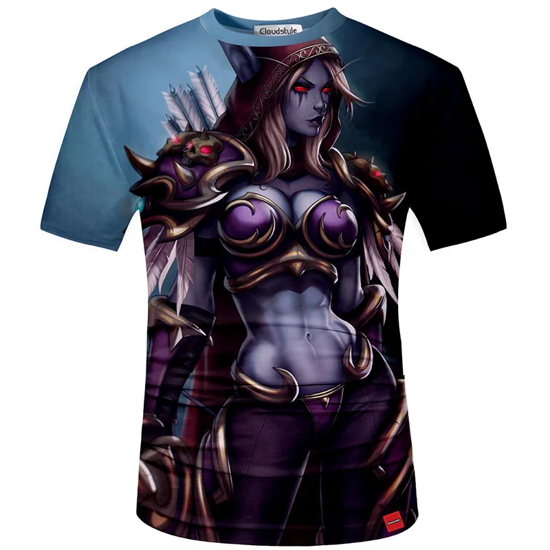 Cloudstyle 2020 3D футболка мужская игра Wow cheets Queen Sylvanas печать мода Повседневная летние