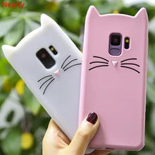 חמוד זקן חתול רך סיליקון אופנה טלפון סלולרי מקרה עבור Samsung galaxy S8 S9 S6 בתוספת S7 קצה J7 J5 j3 פרו 2016 2017 duos כיסוי(China)