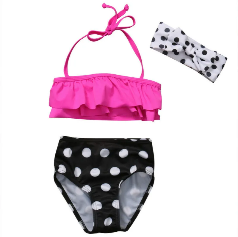 3 предмета, детский купальник для маленьких девочек, милый купальник в горошек, купальный костюм, танкини, комплект бикини, пляжная одежда