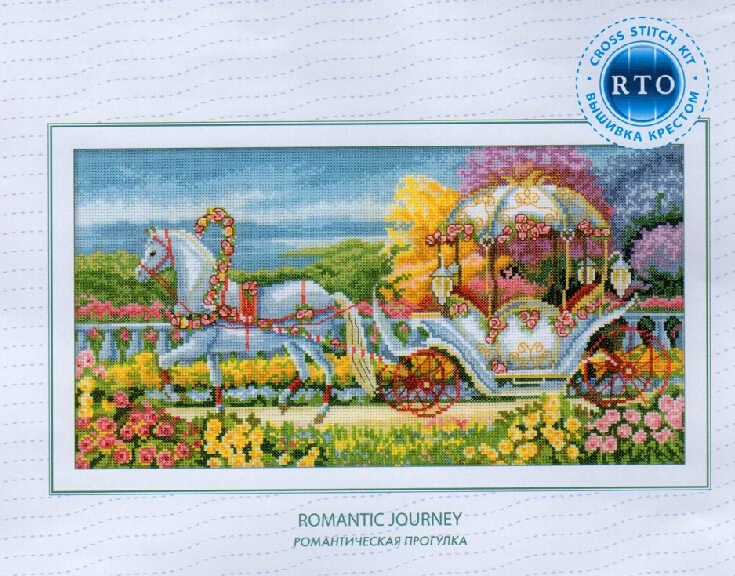 CS-487 cross stitch kit romantic journey horse carriage coach.jpg