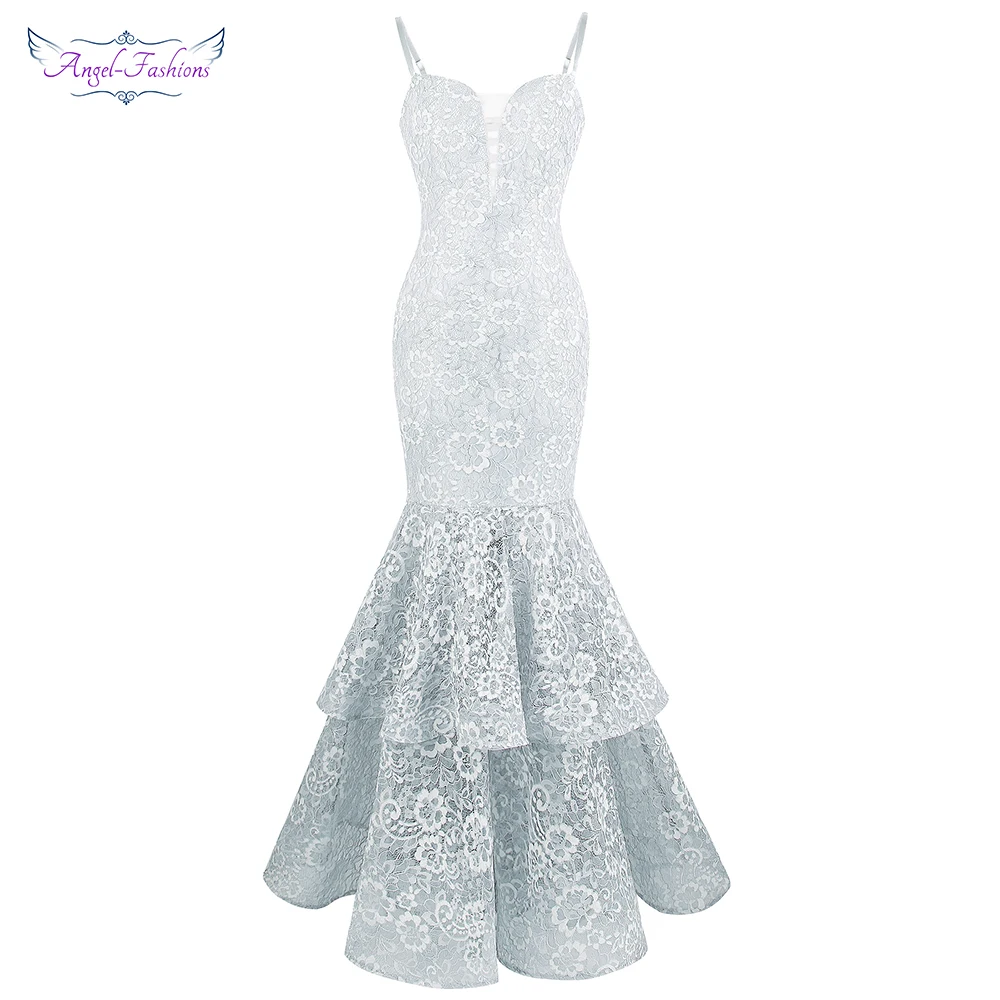 Женское кружевное платье на тонких бретельках Angel fashions светильник серое для