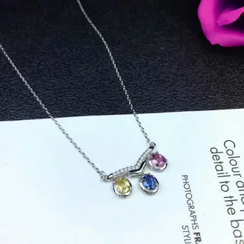 

shilovem 925 silver sterling real Natural sapphire pendants send necklace fine Jewelry trendy new Christmas gift dlp0405agl