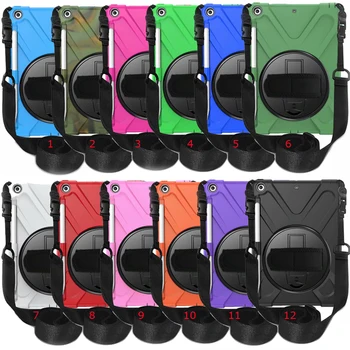 

30pcs/lot For iPad 6th generation Wrist Strap Silicone+PC Shockproof Heavy Duty Hard Case With Stand For New iPad 9.7 2017/2018