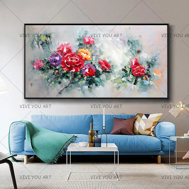 Large Handpainted Flowers Tree Abstract Morden Oil Painting On Canvas Wall Art