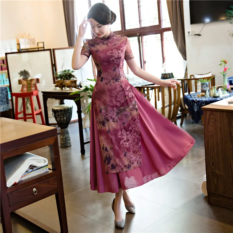 Шанхай история вьетнамский аозай традиционные Костюмы платье qipao длинные в китайском стиле платье Ципао халат chinoise современный cheongsam