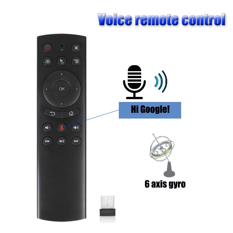 

G20 Voice Remote Control 2.4G Wireless Mini Kyeboard Air Mouse with Microphone IR Learning for Android TV Box 8.1/X96/H96 PK W1