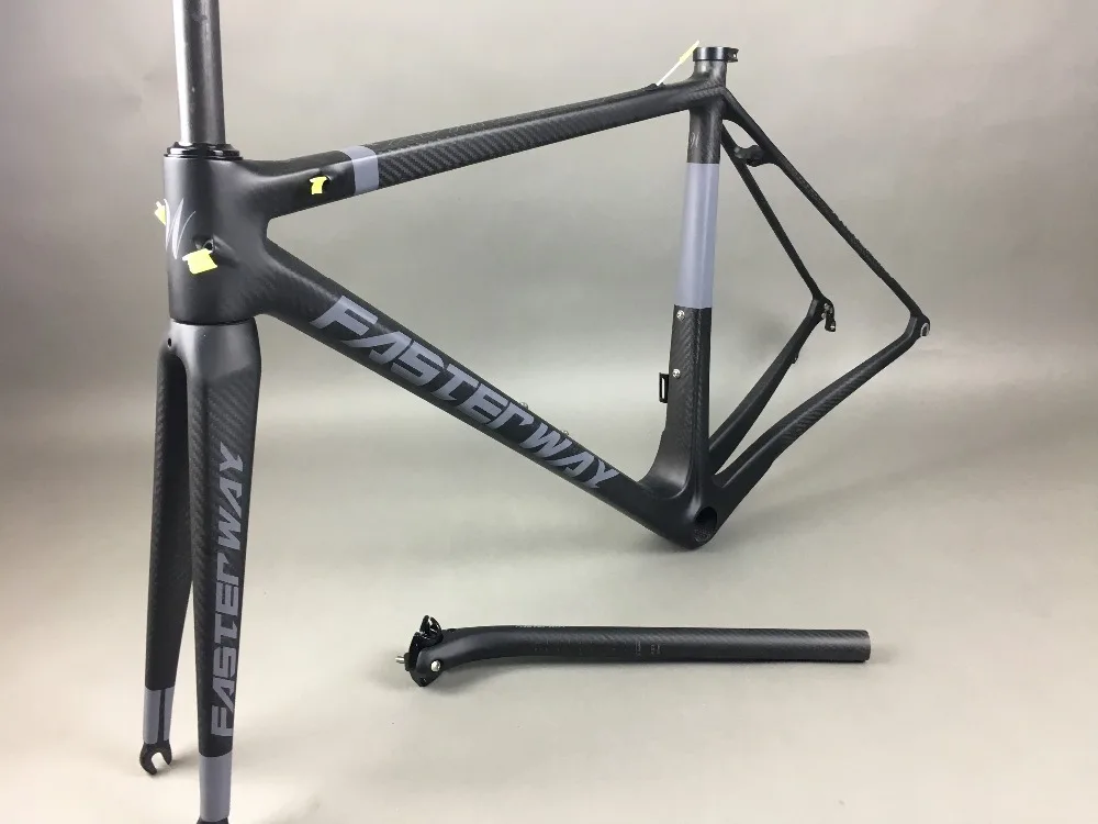 Clearance classic design FASTERWAY PRO full black with no logo carbon road bike frameset:carbon Frame+Seatpost+Fork+Clamp+Headset,free ems 131