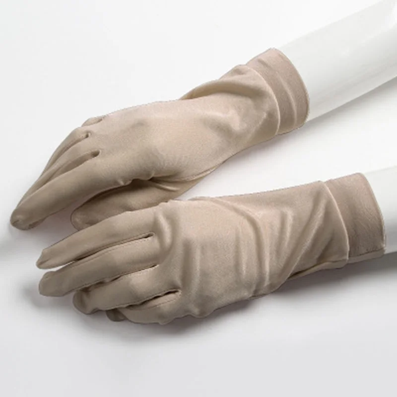 Elegant ladies high quality 100 silk knit gloves summer anti-UV thin section breathable sleep moisturizing gloves A60 18