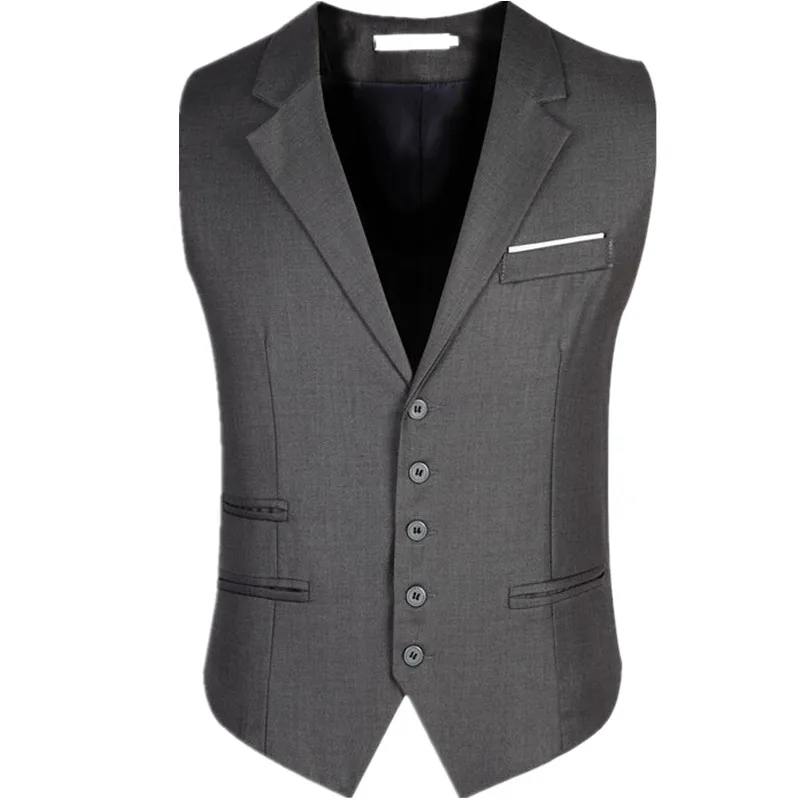 Buy Men Vest Black Gray Blazer Collar Sleeveless Suit