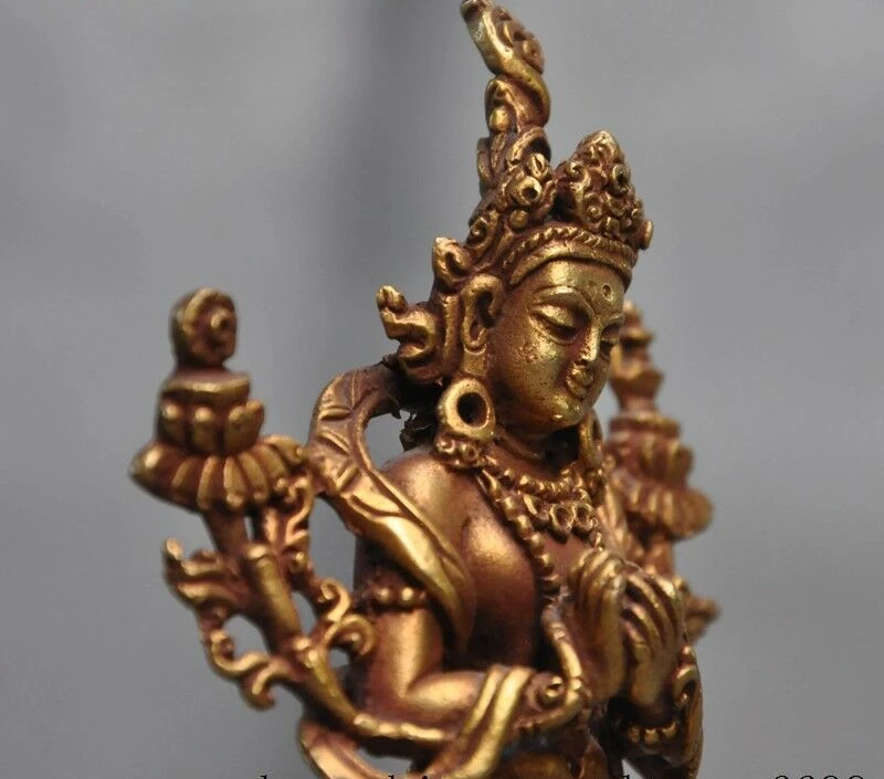 Старая тибетская бронза 24 к Золотая позолота Maitreya Bodhisattva Jizo Ksitigarbha фигурка