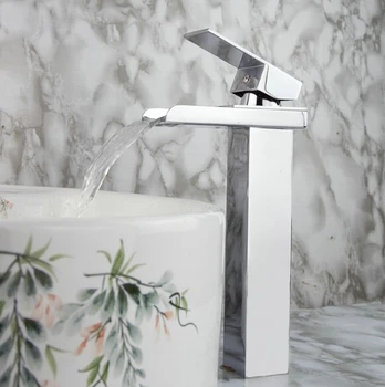 

Free Shipping 2015 New Arrival Pro Bathroom surface Mount Single Hole Chrome Finish Faucet Waterfall Faucet Mixer Tap 2990