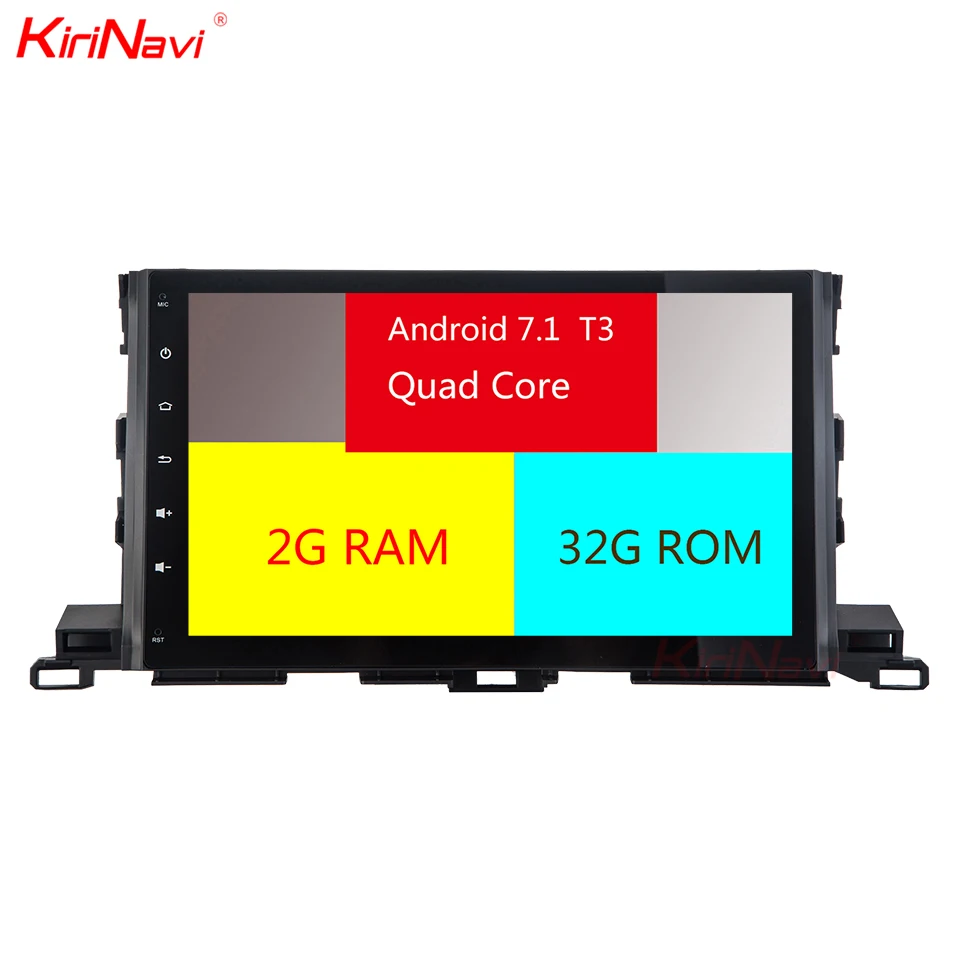 Clearance KiriNavi Octa Core Android 7.1 Car DVD GPS For Toyota Highlander Android Multimedia Audio Stereo Radio GPS Navigation WIFI BT 4G 4