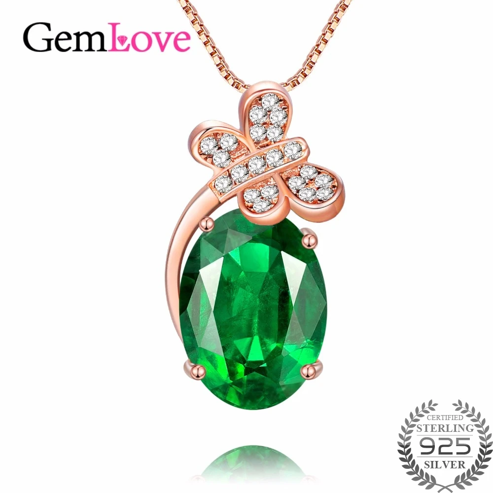 Gemlove 925 стерлингов Серебряные ожерелья розового золота Бабочка Цепочки и Чокеры