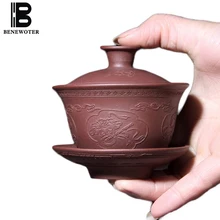 110/120cc Исин фиолетовый глина Gaiwan ручной работы сырой руды zi грязи Zisha Утварь дома Чай церемонии Tieguanyin пуэр Чай горшок отправлен друзей