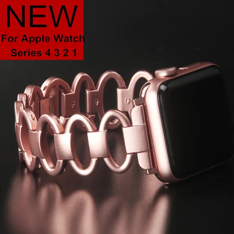 Браслет для Apple Watch Series 4 3 2 44 мм 40 розовое золото нержавеющая сталь ремешок Band 42 iWatch