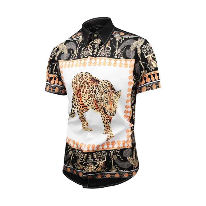 New Male Shirt Summer Clothing Mens Shirts Camisa Hawaiana Hombre Meth Flower Casual Button Down Slim 2