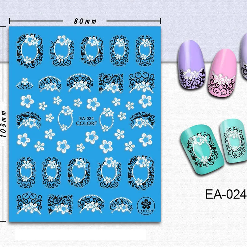 Белые цветочные наклейки для ногтей с бабочками, 5D наклейки для дизайна ногтей, наклейки для маникюра, наклейки для ногтей, модный набор для дизайна ногтей с цветами - Цвет: 24