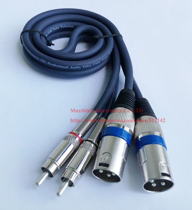 Dual Microphone XLR 3Pin Male Speaker Jack to Dual RCA Male Plug Audio