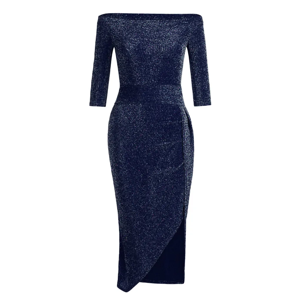 Women Dress Women Off Shoulder High Slit Bodycon Dress Long Sleeve Dresses Women Sexy Party Sheath Elegant Dress