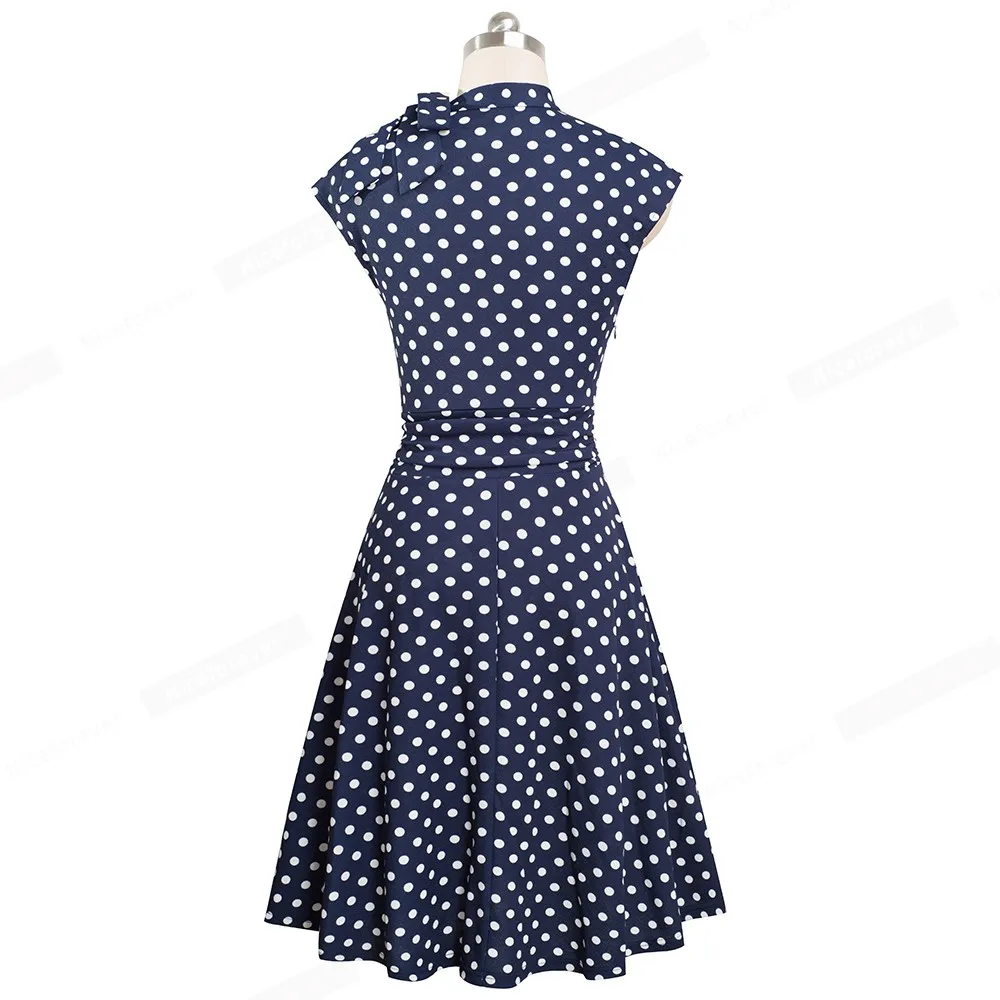 Skup Ładny na zawsze Retro Vintage kropki plisowane Pinup vestidos pracy firm Party line Swing Flare kobiety sukienka A145