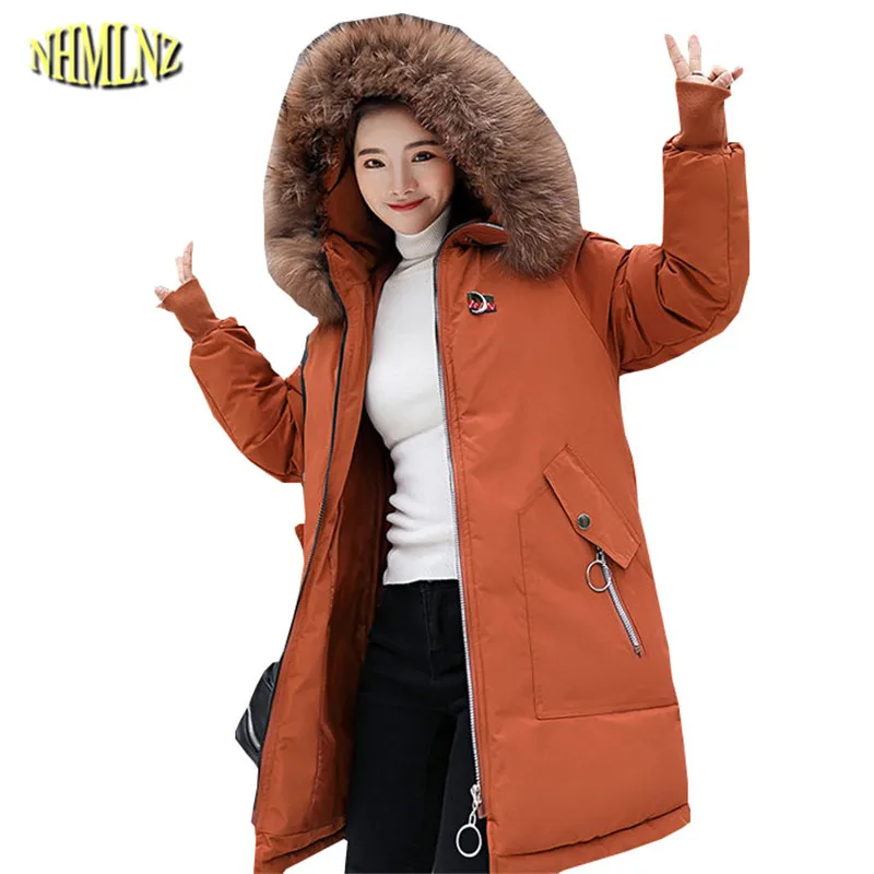 

Winter Women Overcoat 2019 New Fashion Thick Warm Cotton Jacket Hooded Fur Collar Coat Leisure Plus Size Escudo Female OK608