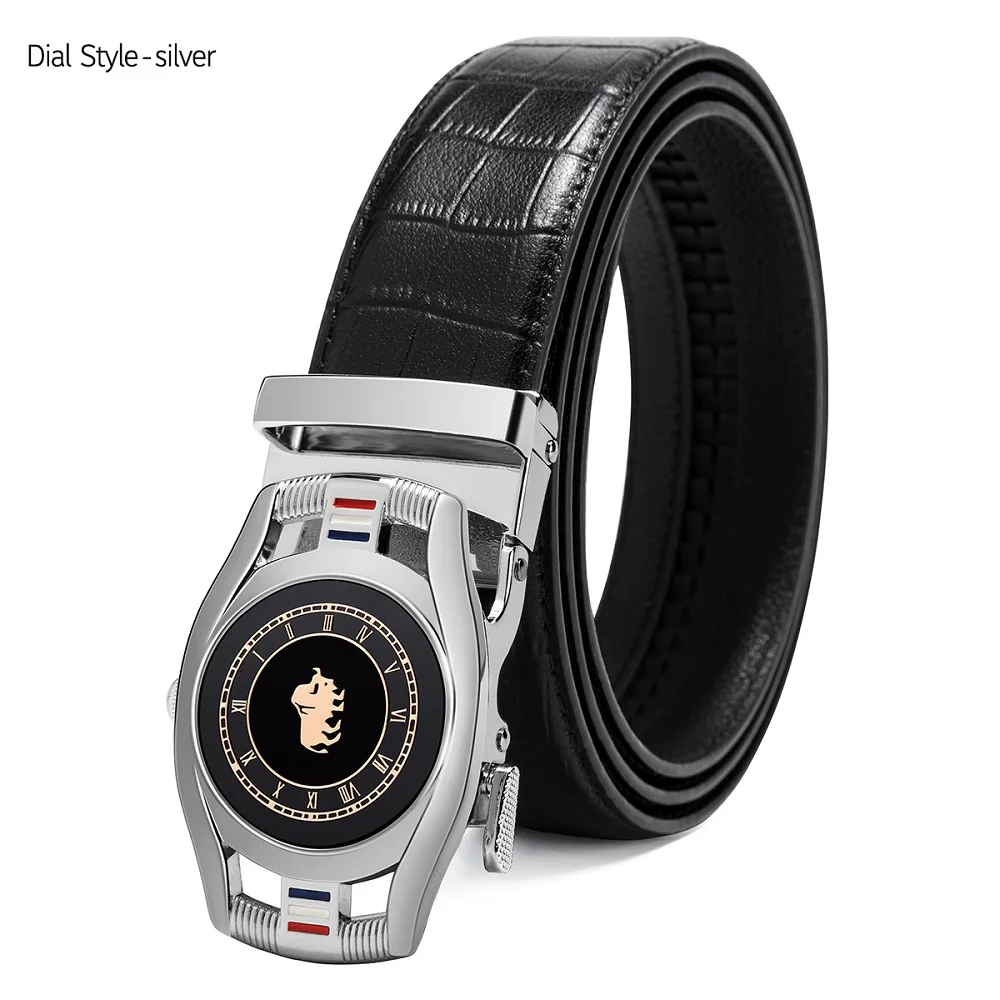 Dial Silver Бренд BISON DENIM, модный мужской ремень с автоматической пряжкой, ремень из натуральной кожи, мужские ремни из коровьей кожи, ремни для мужчин N71446 - Цвет: Dial Silver