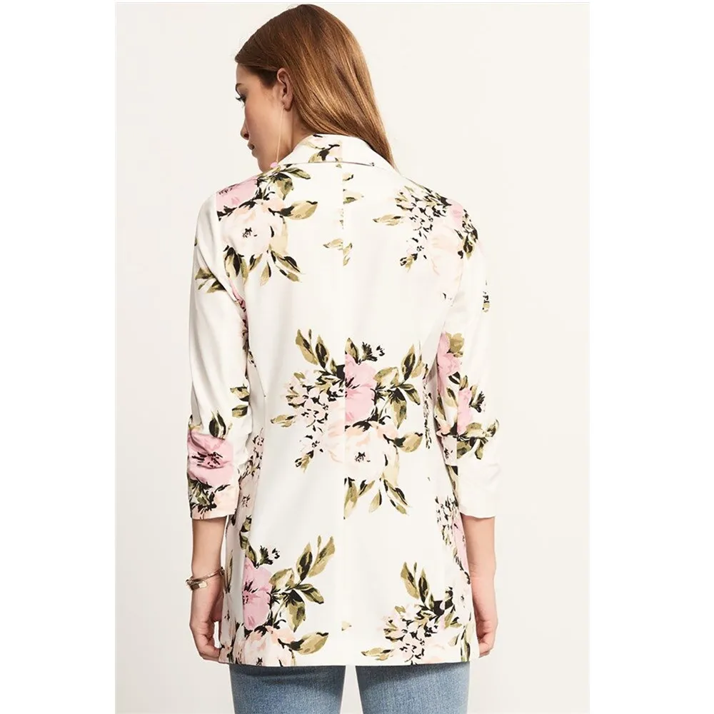 Hodisytian Fashion Blazer For Women Floral Print Notched Casual Thin Suits Jacket Coat Blazer Outerwear Overcoat Female Blaser Hodisytian Fashion Blazer For Women Floral Print Notched Casual Thin Suits Jacket Coat Blazer Outerwear Overcoat Female Blaser