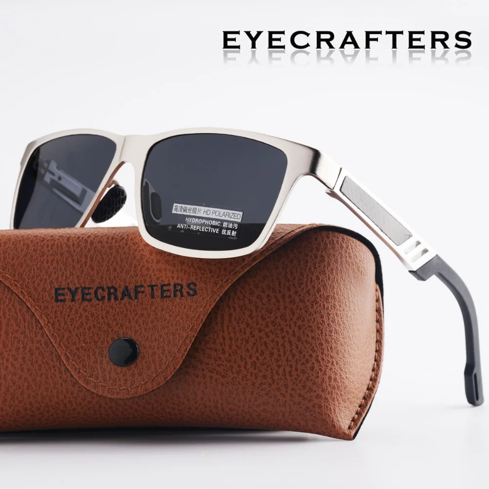 Eyecrafters Дизайнерские мужские алюминиевые поляризационные солнцезащитные очки