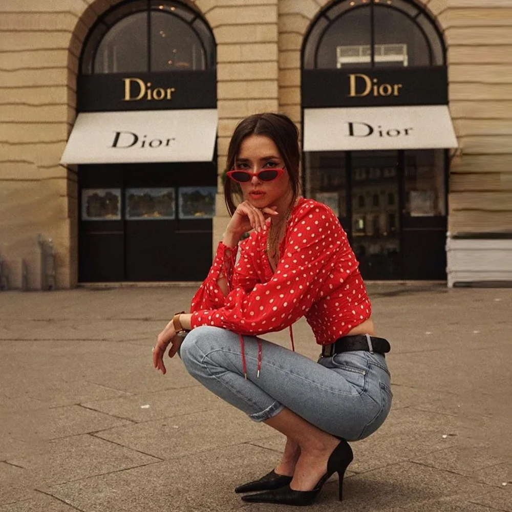 Cryptographic Casual Polka Dot Drawstring Ruched Female Shirts Fashion Lantern Long Sleeve V-Neck Woman Blouses Autumn 2019