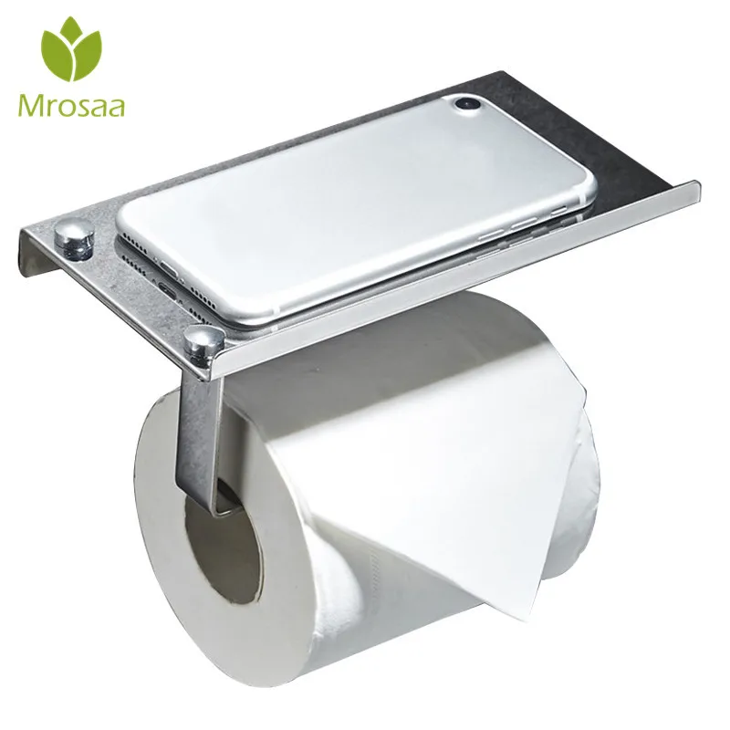 1Pcs Kitchen 304 Stainless Steel Toilet Paper Holder with Mobile Phone Shelf Wall Mounted Bathroom Tissue Roll Paper Rack Hanger 1Pcs Kitchen 304 Stainless Steel Toilet Paper Holder with Mobile Phone Shelf Wall Mounted Bathroom Tissue Roll Paper Rack Hanger