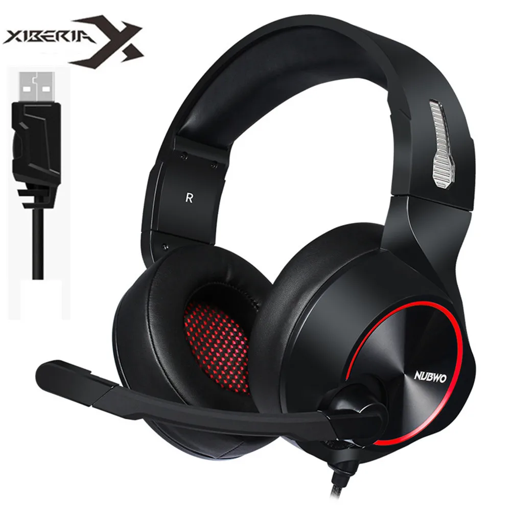 Xiberia Nubwo бренд N11 PC Gamer гарнитура USB 7,1 канальный звук бас шлем компьютерные игровые наушники с микрофонами светодиодный светильник