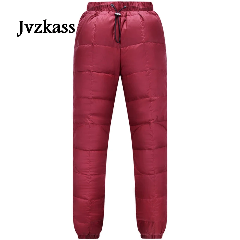 Jvzkass Winter down trousers women wear slim casual sports pants high waist thick warm fashion trousers feet pants Z232