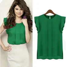 Summer Elegant Women Blouse Short Sleeve Chiffon Shirt Ruffle Casual Top Blouse Pullover 2017 ruffle short sleeve chiffon blouse