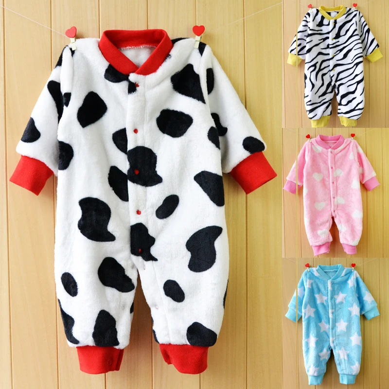

0-12M Autumn Winter Fleece Baby Rompers Cotton Baby Girl Boy Clothing Infant Baby Girls Clothes Jumpsuits Coverall Baby Rompers